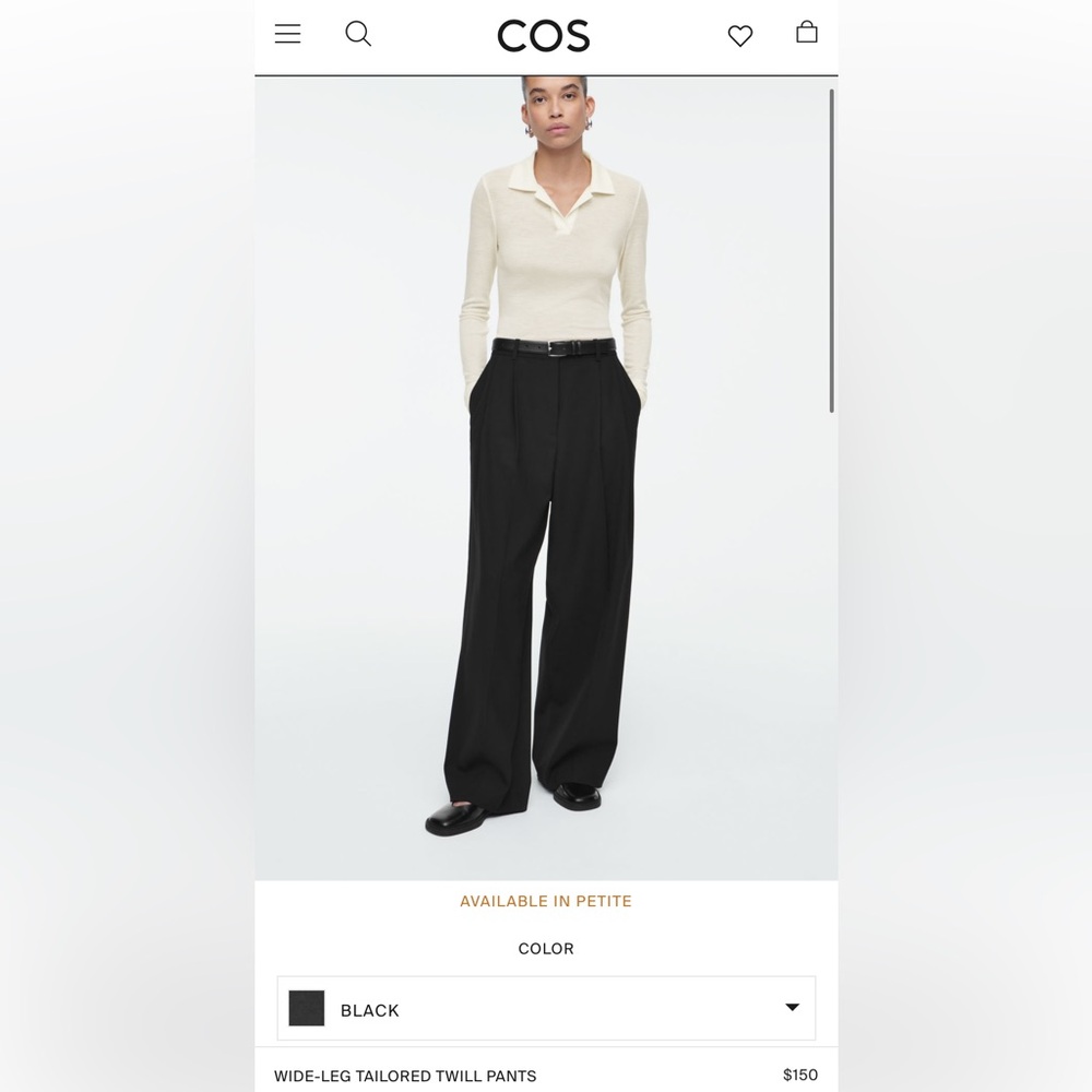 Cos Wide-Leg Tailored Twill Pants
